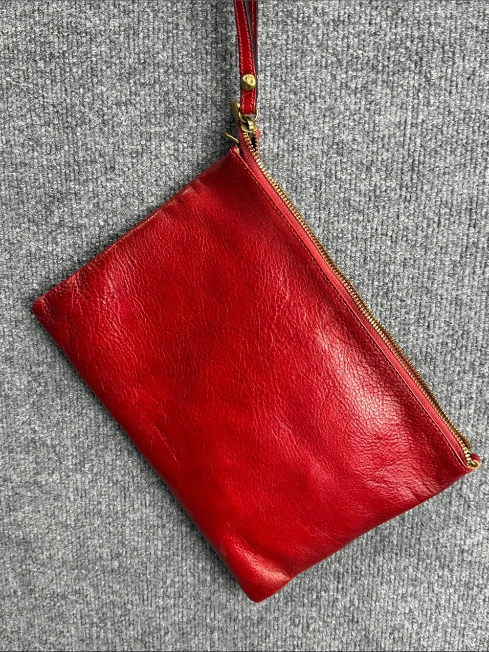 Pratesi Firenze Red Studded Leather Clutch/Wristlet w/ Crossbody Strap NWOT